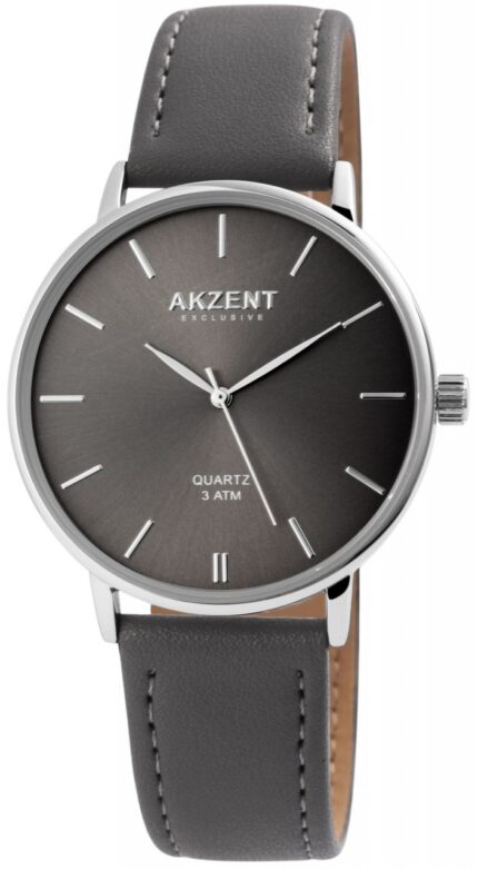 Akzent Exclusive Herrenarmbanduhr mit Lederimitationsband