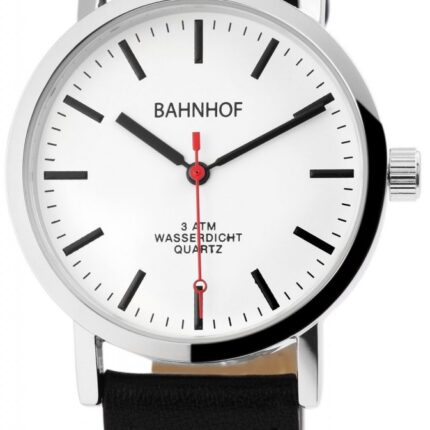 Bahnhof Herrenuhr mit Lederimitationsarmband