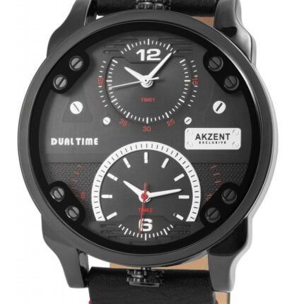 Akzent Exclusive Herrenuhr mit Band aus Lederimitat