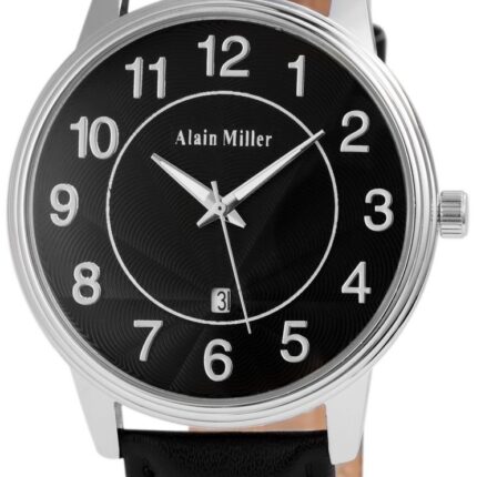 Alain Miller Herrenuhr mit Lederimitationsarmband