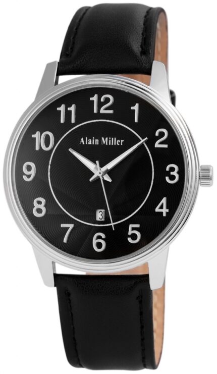 Alain Miller Herrenuhr mit Lederimitationsarmband