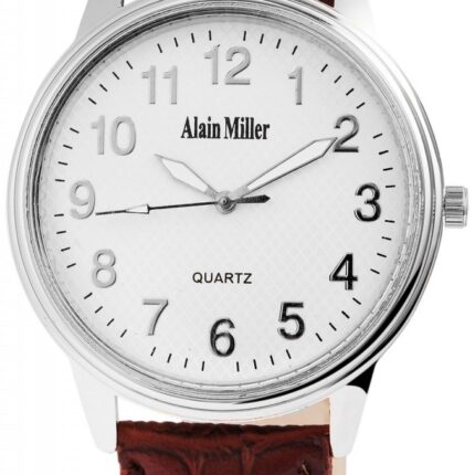 Alain Miller Herrenarmbanduhr mit Lederimitationsarmband