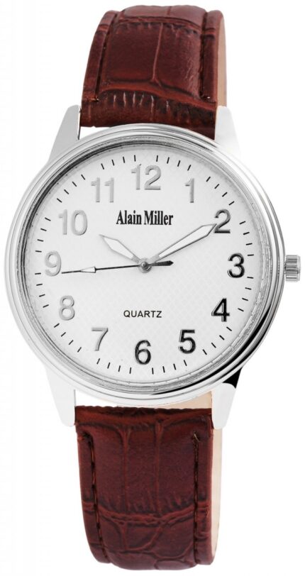 Alain Miller Herrenarmbanduhr mit Lederimitationsarmband