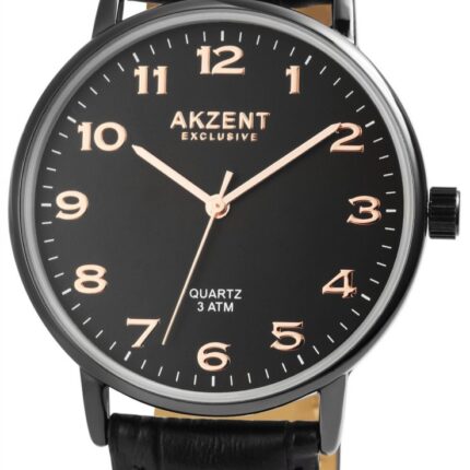 Akzent Exclusive Herrenuhr mit Lederimitationsarmband