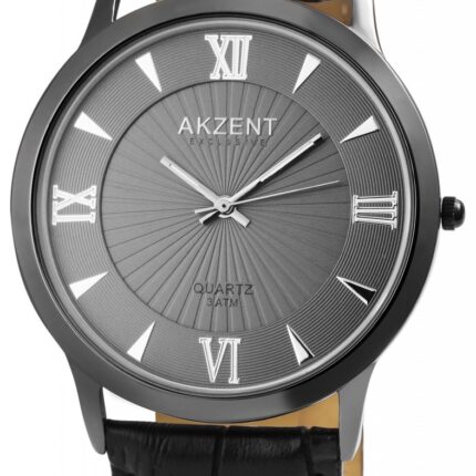 Akzent Exclusive Herrenuhr mit Lederimitationsarmband