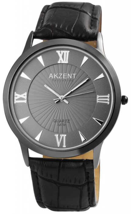 Akzent Exclusive Herrenuhr mit Lederimitationsarmband