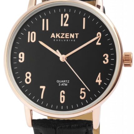 Akzent Exclusive Herrenuhr mit Lederimitationsarmband
