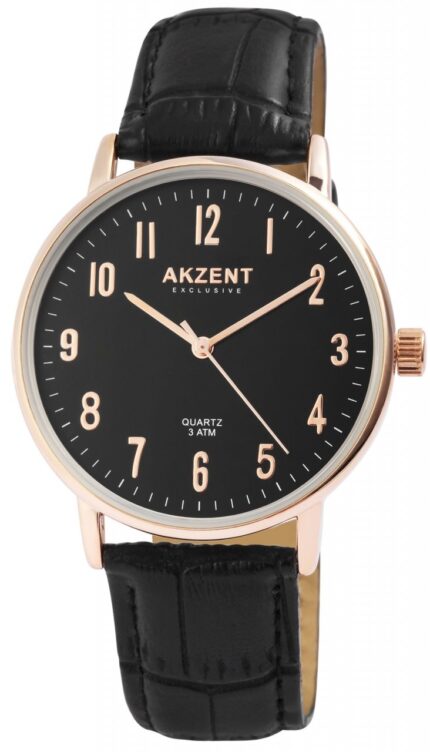 Akzent Exclusive Herrenuhr mit Lederimitationsarmband