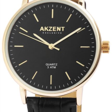 Akzent Exclusive Herrenuhr mit Lederimitationsarmband