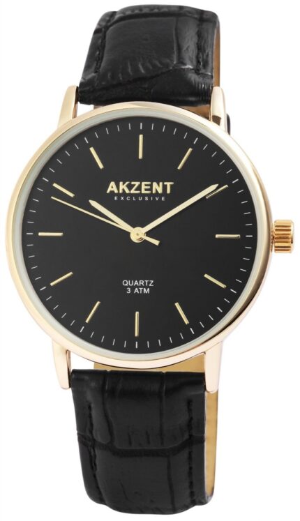 Akzent Exclusive Herrenuhr mit Lederimitationsarmband