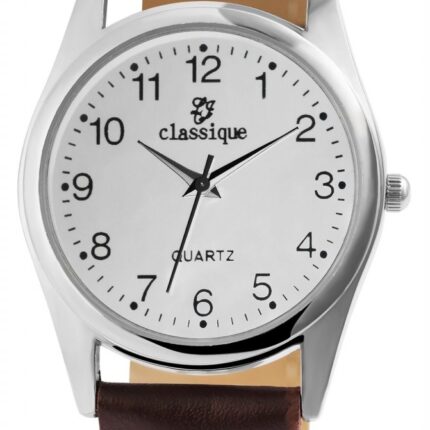 Classique Herrenuhr mit Band aus Lederimitat