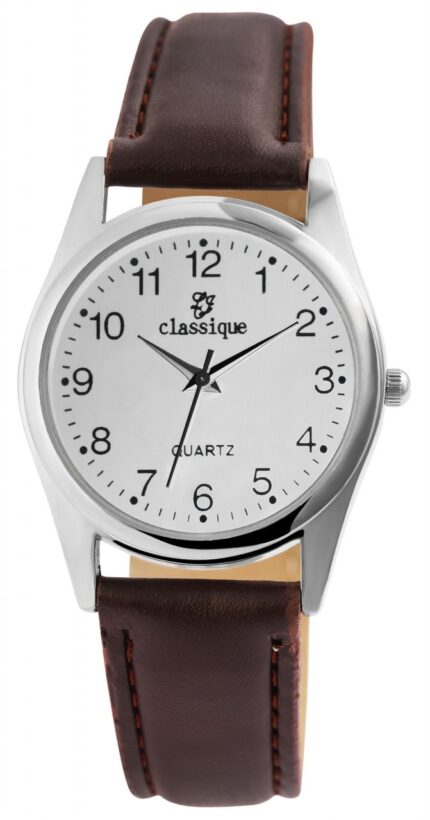 Classique Herrenuhr mit Band aus Lederimitat