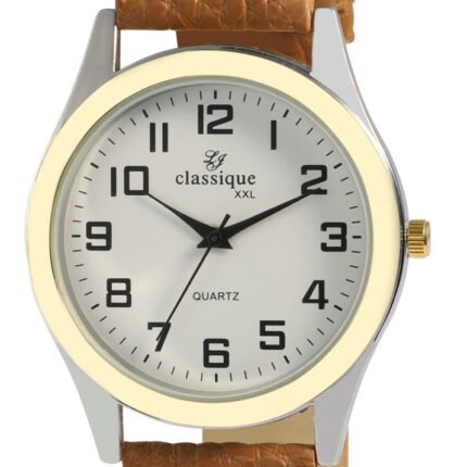 Classique Herrenuhr mit Lederimitationsarmband