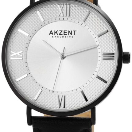 Akzent Exclusive Herrenarmbanduhr mit Lederimitationsarmband