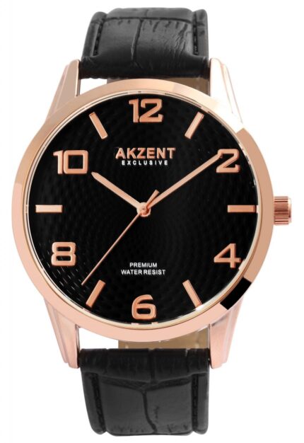 AKZENT EXCLUSIVE Herrenuhr mit Band aus Lederimitat