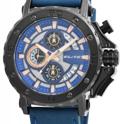 ELITE Herrenchronograph mit Lederimitationsarmband