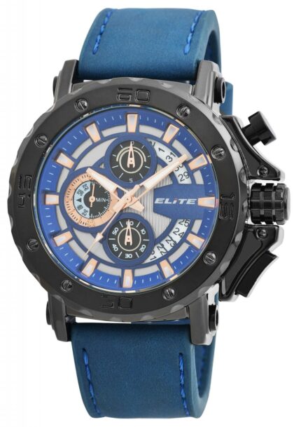 ELITE Herrenchronograph mit Lederimitationsarmband