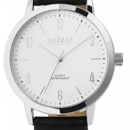 Akzent Exclusive Herrenarmbanduhr mit Lederimitationsarmband