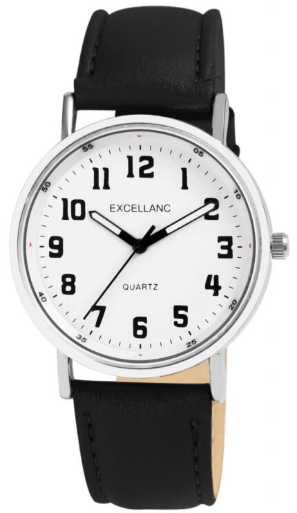 Excellanc Herrenuhr mit Lederimitationsarmband Leuchtzeiger, Ø 38 mm