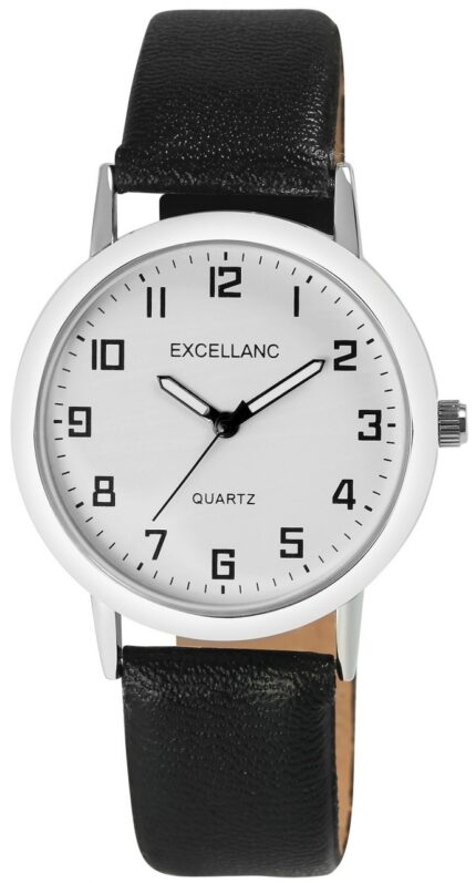 Excellanc Herrenuhr mit Lederimitationsarmband leuchtende Zeiger
