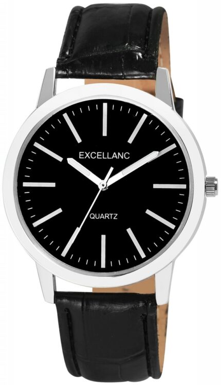 Excellanc Herrenuhr Leuchtzeiger mit Lederimitationsarmband