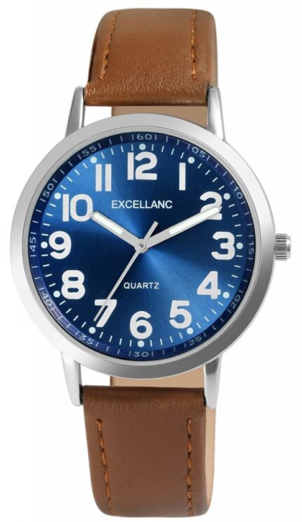 Excellanc Herrenuhr Kunstleder lumineszierende Zeiger