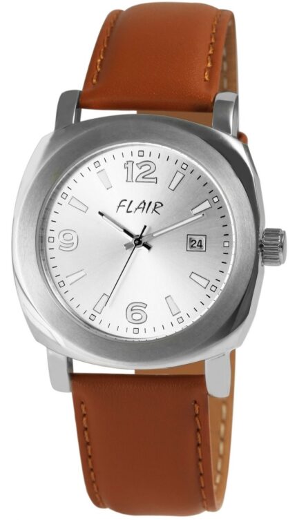 Flair Herrenuhr mit Echtlederarmband, 5 bar
