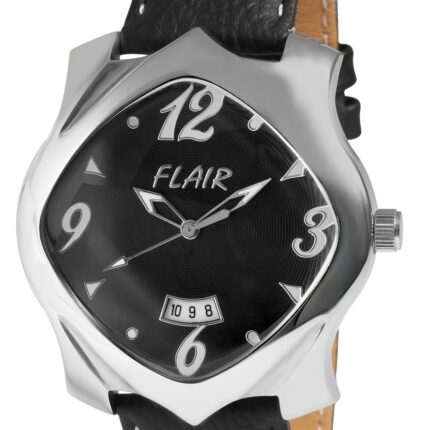 Flair Herrenuhr mit Echtlederarmband, Datumsanzeige, 5 ATM