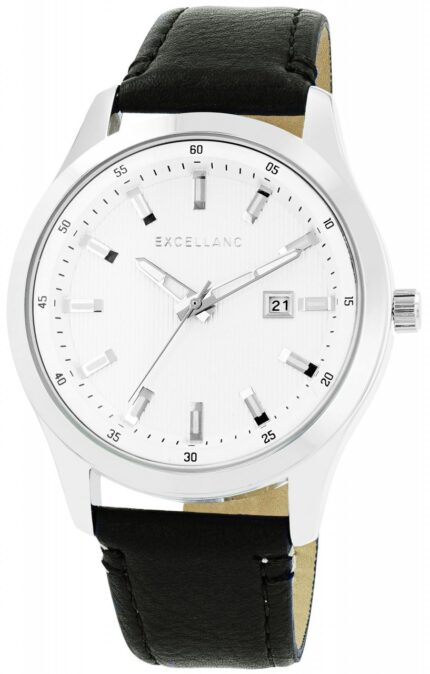 Excellanc Herrenuhr, Armband aus Lederimitat, Strichindex, Datumsanzeige