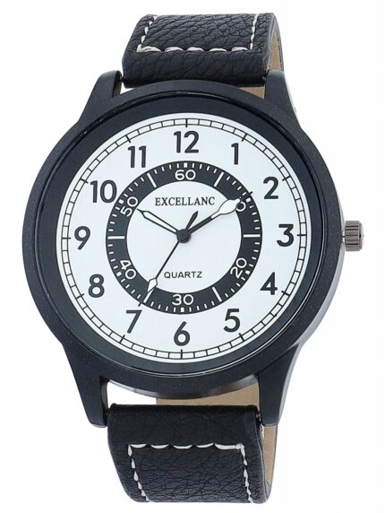 Excellanc Herrenuhr mit Lederimitationsarmband