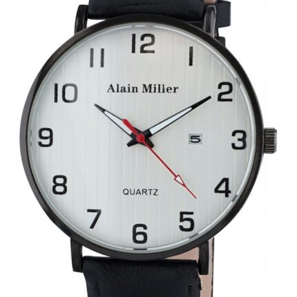 Alain Miller Herrenuhr mit Band aus Lederimitat