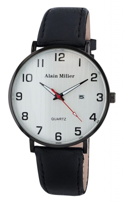 Alain Miller Herrenuhr mit Band aus Lederimitat