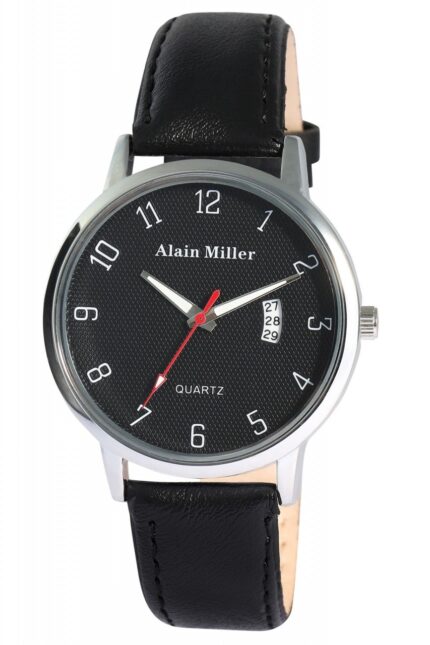 Alain Miller Herrenuhr mit Band aus Lederimitat