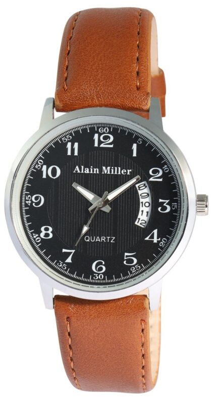 Alain Miller Herrenuhr mit Band aus Lederimitat