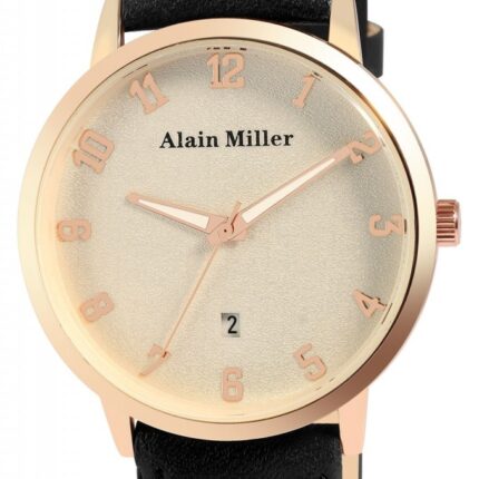 Alain Miller Herrenuhr mit Band aus Lederimitat
