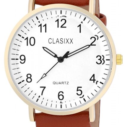 Clasixx Herrenuhr, Lederimitat, Ø 40 mm,