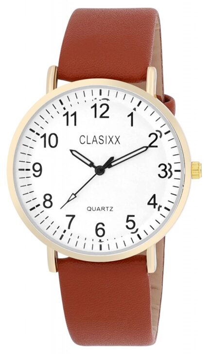 Clasixx Herrenuhr, Lederimitat, Ø 40 mm,