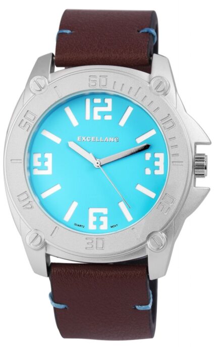 Excellanc Herren-Uhr mit Lederimitationsarmband, braun