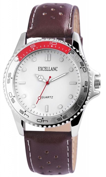 Excellanc Herrenuhr Lederimitat Leuchtzeiger Leuchtindexe, braun