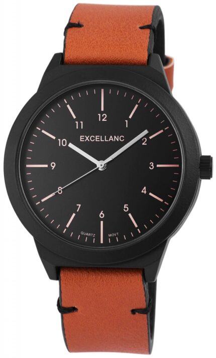 Excellanc Herrenuhr Lederimitationsarmband, braun