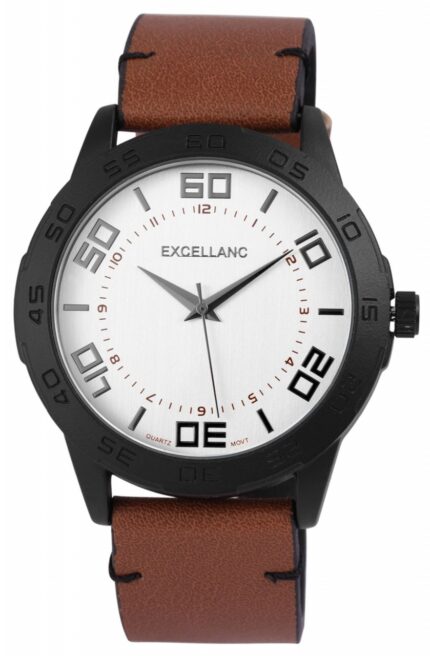 Excellanc Herrenuhr mit Armband aus Kunstleder, braun