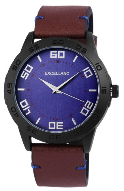 Excellanc Herren-Uhr mit Lederimitationsarmband, braun