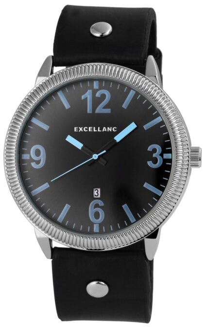 Excellanc Herren-Uhr Lederimitationsarmband, schwarz