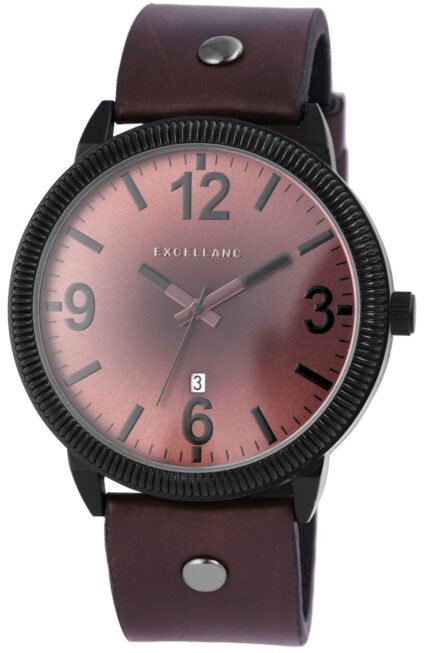 Excellanc Herrenuhr mit Lederimitationsarmband, braun