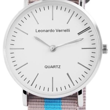 Leonardo Verrelli Unisexuhr mit Textilarmband, hellblau grau silberfarbig