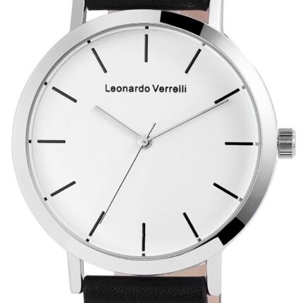Leonardo Verrelli Herrenuhr mit Lederimitationsarmband