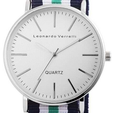 Leonardo Verrelli Unisexuhr mit Textilarmband, grün weiß blau