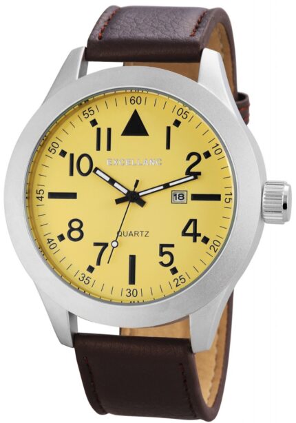 Excellanc Herren-Uhr mit Lederimitationsarmband, braun