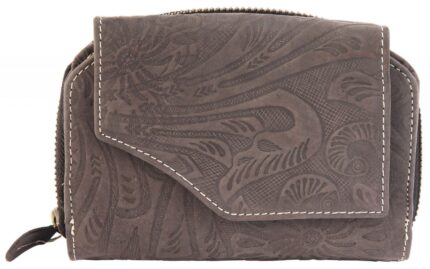 Akzent Wild Echt Leder Geldbörse mit Blumenprint