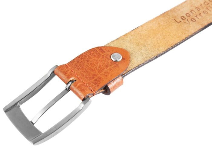Leonardo Verrelli Echtleder Gürtel, hellbraun, kürzbar, 90 cm - 140 cm - Image 4